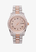MOISSANITE PRESIDENTIAL WATCH | 41MM | ROMAN NUMERAL DIAL | 18.3CT ICED OUT | 14K ROSE GOLD